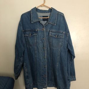 Woman’s long denim jacket